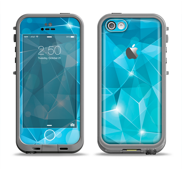 The Vector Shiny Blue Crystal Pattern Apple iPhone 5c LifeProof Fre Case Skin Set