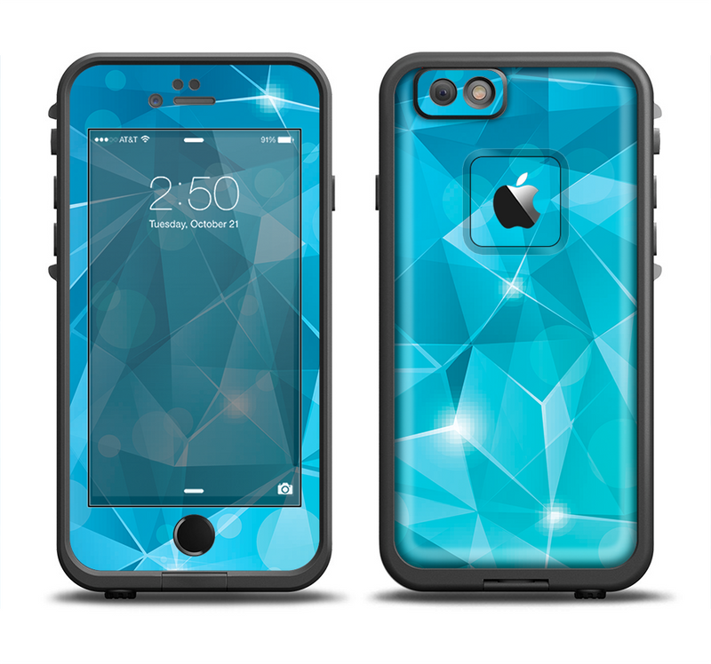 The Vector Shiny Blue Crystal Pattern Apple iPhone 6/6s Plus LifeProof Fre Case Skin Set