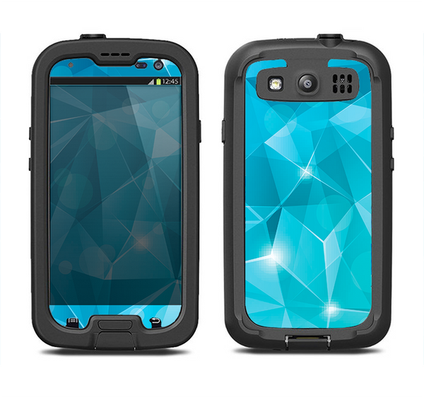 The Vector Shiny Blue Crystal Pattern Samsung Galaxy S3 LifeProof Fre Case Skin Set