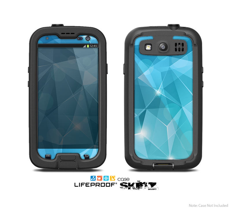 The Vector Shiny Blue Crystal Pattern Skin For The Samsung Galaxy S3 LifeProof Case