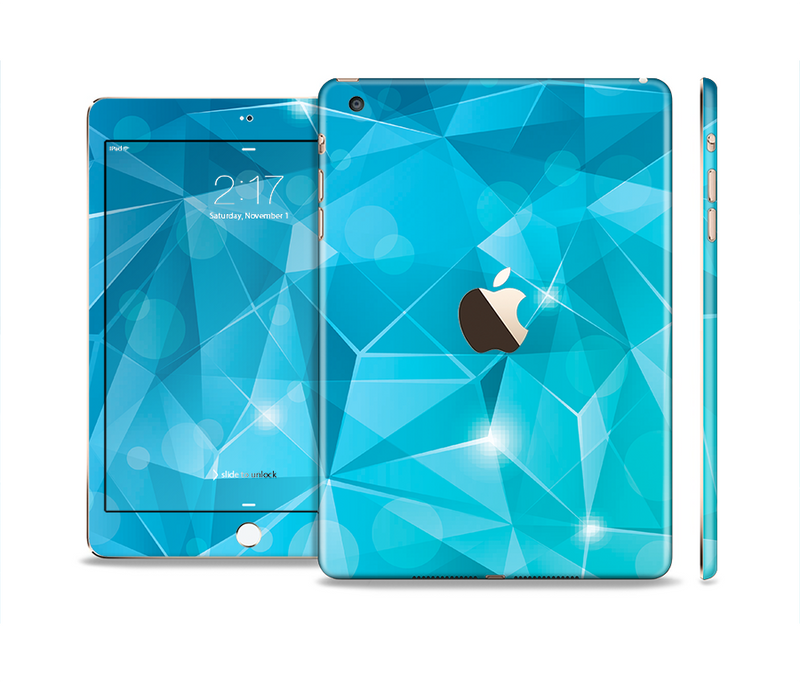 The Vector Shiny Blue Crystal Pattern Full Body Skin Set for the Apple iPad Mini 3