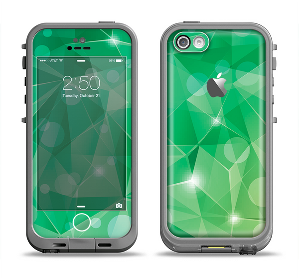 The Vector Shiny Green Crystal Pattern Apple iPhone 5c LifeProof Fre Case Skin Set