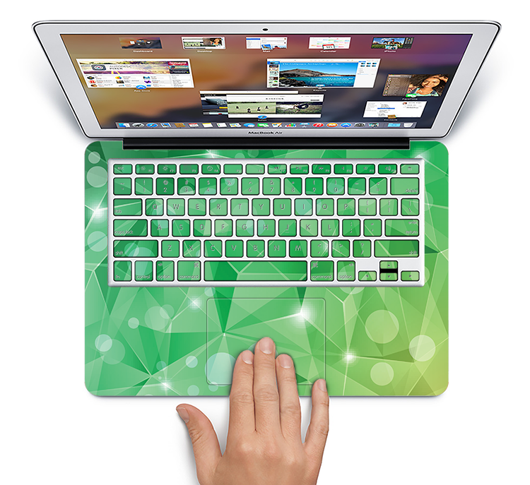 The Vector Shiny Green Crystal Pattern Skin Set for the Apple MacBook Pro 15" with Retina Display