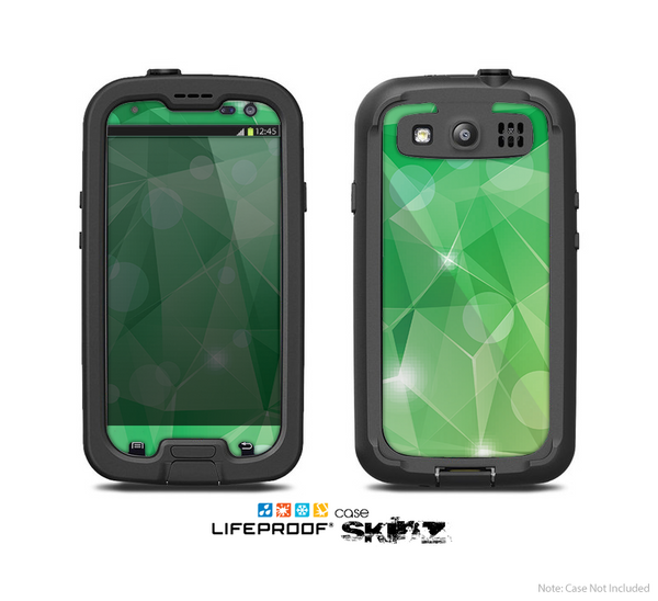 The Vector Shiny Green Crystal Pattern Skin For The Samsung Galaxy S3 LifeProof Case
