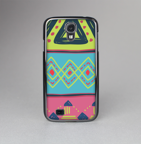 The Vector Sketched Yellow-Teal-Pink Aztec Pattern Skin-Sert Case for the Samsung Galaxy S4