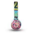 The Vector Sketched Yellow-Teal-Pink Aztec Pattern Skin for the Beats by Dre Mixr Headphones