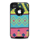 The Vector Sketched Yellow-Teal-Pink Aztec Pattern Skin for the iPhone 4-4s OtterBox Commuter Case