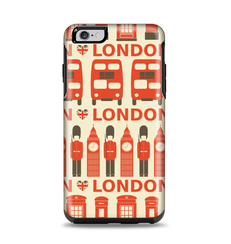 The Vector Tan and Red London Apple iPhone 6 Plus Otterbox Symmetry Case Skin Set