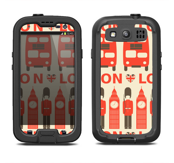 The Vector Tan and Red London Samsung Galaxy S3 LifeProof Fre Case Skin Set