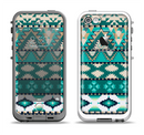 The Vector Teal & Green Aztec Pattern  Apple iPhone 5-5s LifeProof Fre Case Skin Set