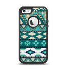 The Vector Teal & Green Aztec Pattern  Apple iPhone 5-5s Otterbox Defender Case Skin Set