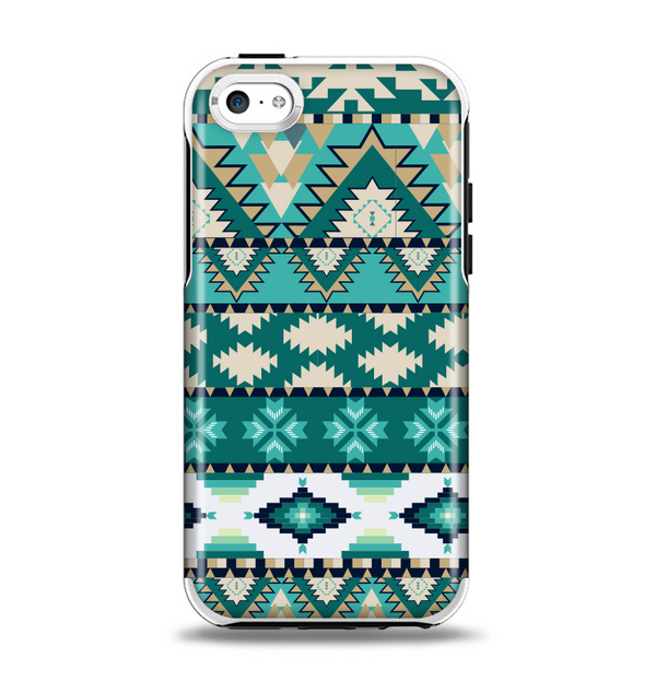 The Vector Teal & Green Aztec Pattern  Apple iPhone 5c Otterbox Symmetry Case Skin Set