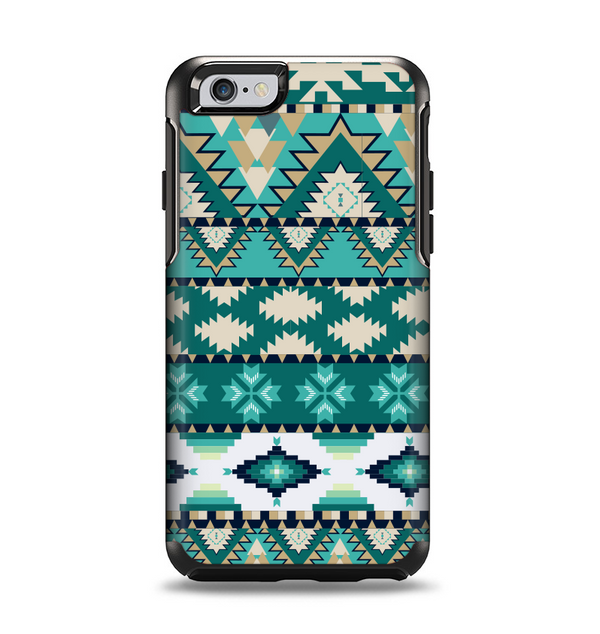 The Vector Teal & Green Aztec Pattern  Apple iPhone 6 Otterbox Symmetry Case Skin Set