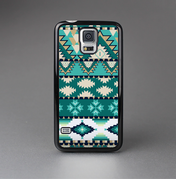 The Vector Teal & Green Aztec Pattern  Skin-Sert Case for the Samsung Galaxy S5