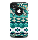 The Vector Teal & Green Aztec Pattern Skin for the iPhone 4-4s OtterBox Commuter Case