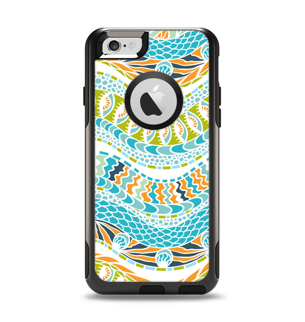 The Vector Teal & Green Snake Aztec Pattern Apple iPhone 6 Otterbox Commuter Case Skin Set