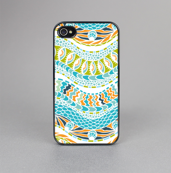 The Vector Teal & Green Snake Aztec Pattern Skin-Sert for the Apple iPhone 4-4s Skin-Sert Case