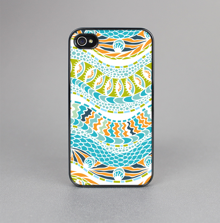 The Vector Teal & Green Snake Aztec Pattern Skin-Sert for the Apple iPhone 4-4s Skin-Sert Case