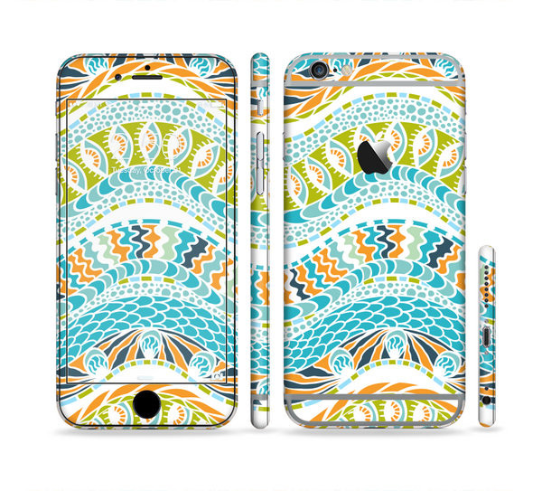 The Vector Teal & Green Snake Aztec Pattern Sectioned Skin Series for the Apple iPhone 6 Plus