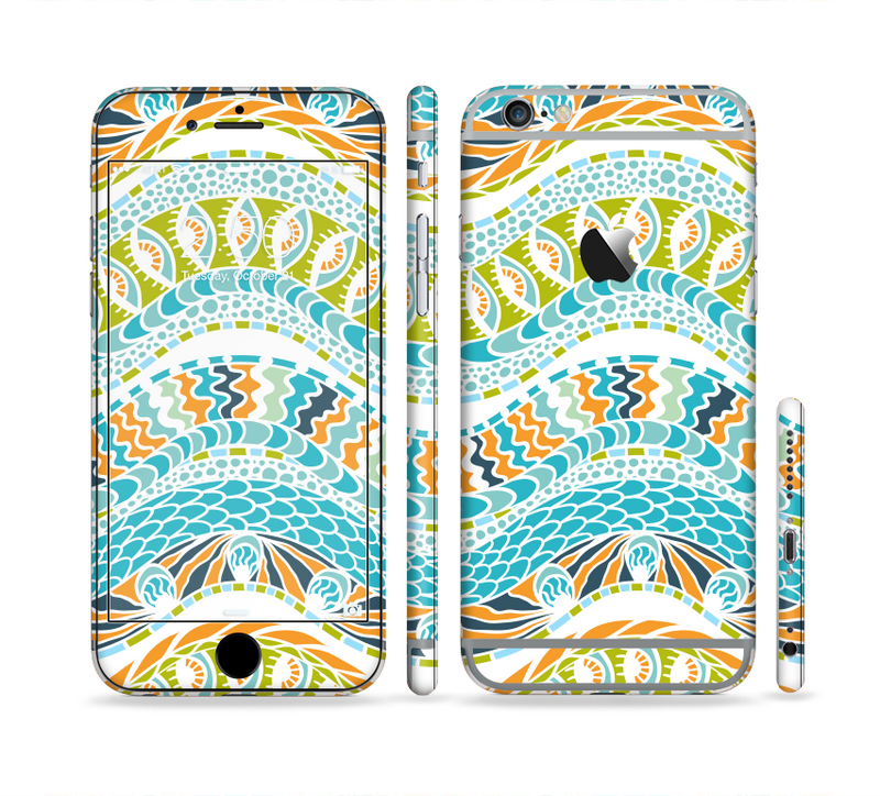 The Vector Teal & Green Snake Aztec Pattern Sectioned Skin Series for the Apple iPhone 6