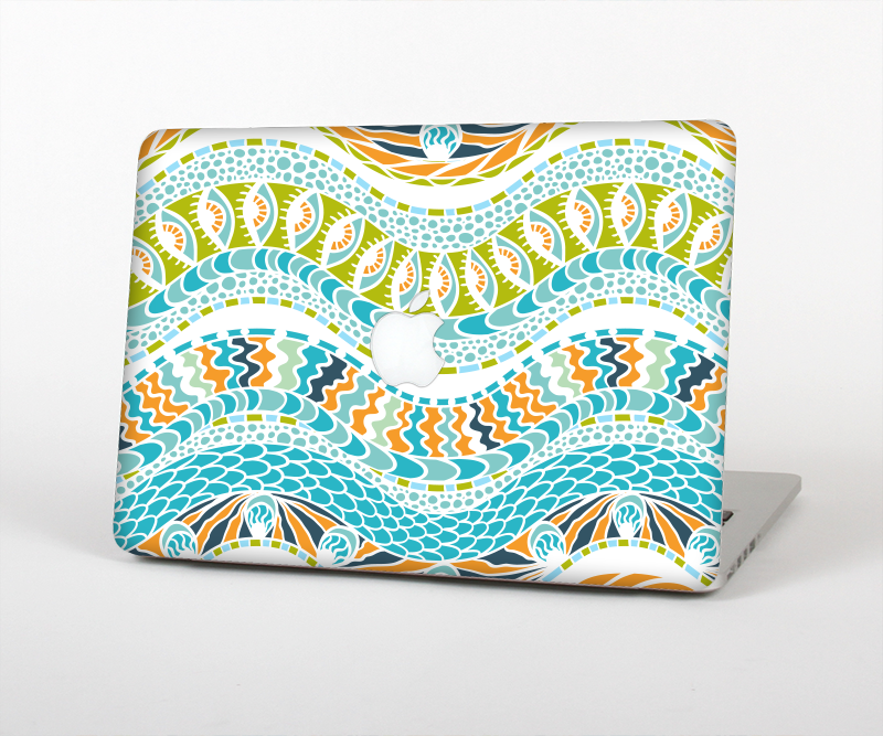 The Vector Teal & Green Snake Aztec Pattern Skin Set for the Apple MacBook Pro 13"   (A1278)