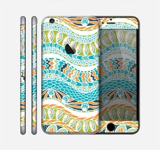 The Vector Teal & Green Snake Aztec Pattern Skin for the Apple iPhone 6 Plus