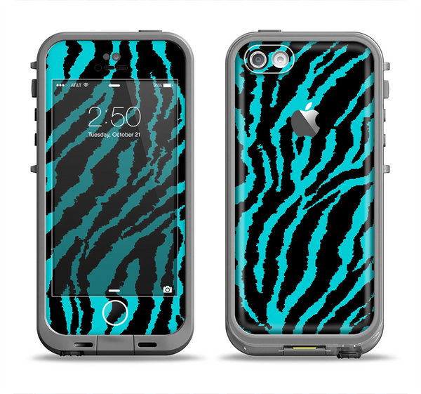 The Vector Teal Zebra Print Apple iPhone 5c LifeProof Fre Case Skin Set