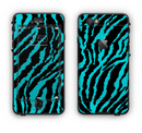 The Vector Teal Zebra Print Apple iPhone 6 LifeProof Nuud Case Skin Set