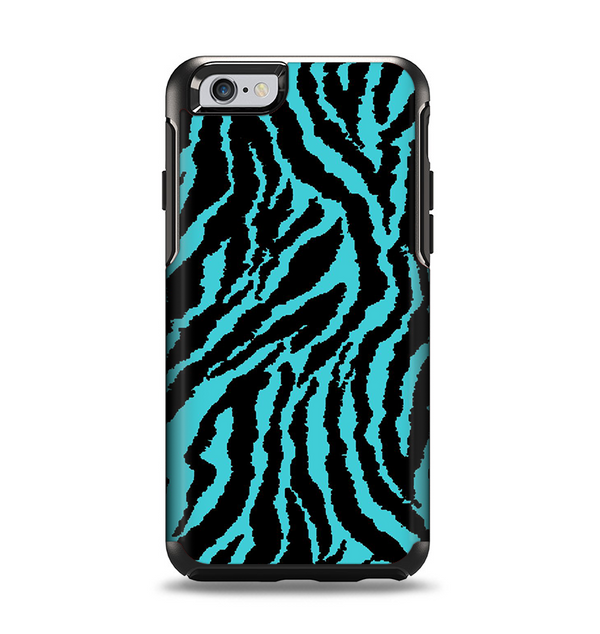 The Vector Teal Zebra Print Apple iPhone 6 Otterbox Symmetry Case Skin Set