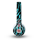 The Vector Teal Zebra Print Skin for the Beats by Dre Mixr Headphones
