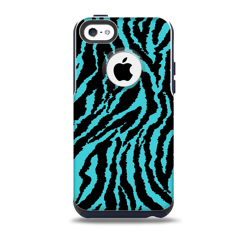 The Vector Teal Zebra Print Skin for the iPhone 5c OtterBox Commuter Case
