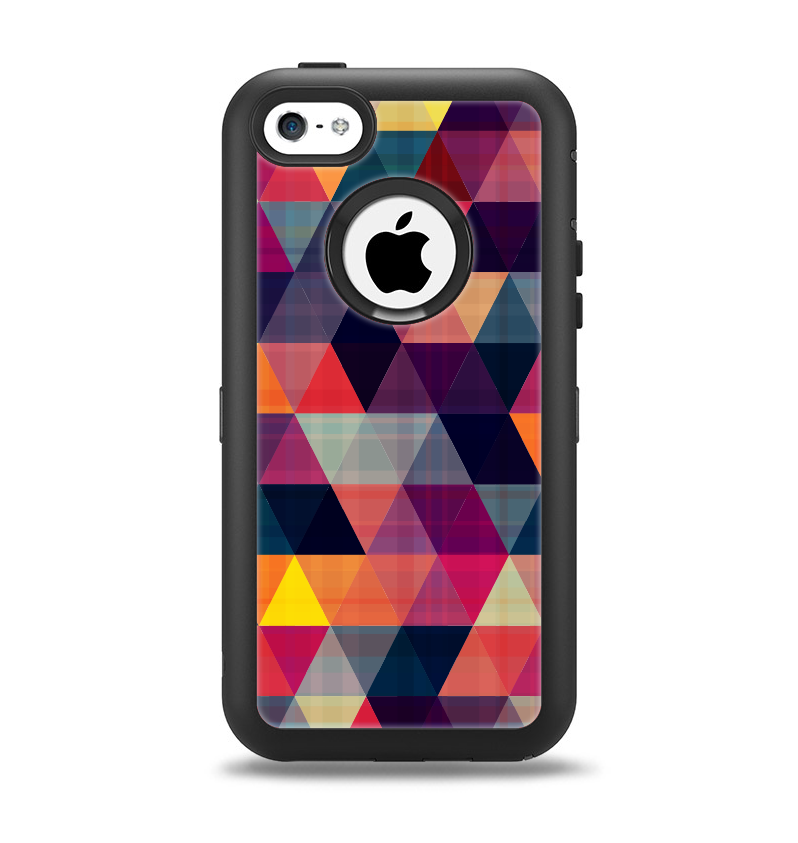 The Vector Triangular Coral & Purple Pattern Apple iPhone 5c Otterbox Defender Case Skin Set