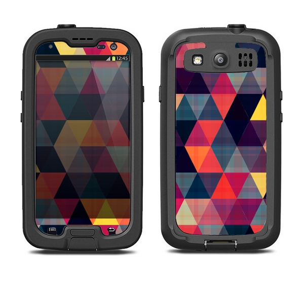 The Vector Triangular Coral & Purple Pattern Samsung Galaxy S3 LifeProof Fre Case Skin Set