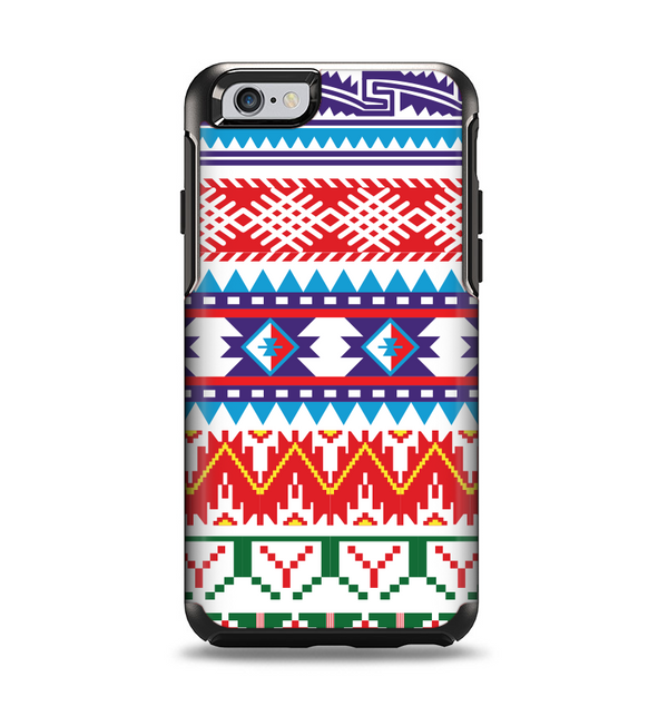 The Vector White-Blue-Red Aztec Pattern Apple iPhone 6 Otterbox Symmetry Case Skin Set