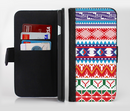 The Vector White-Blue-Red Aztec Pattern Ink-Fuzed Leather Folding Wallet Credit-Card Case for the Apple iPhone 6/6s, 6/6s Plus, 5/5s and 5c