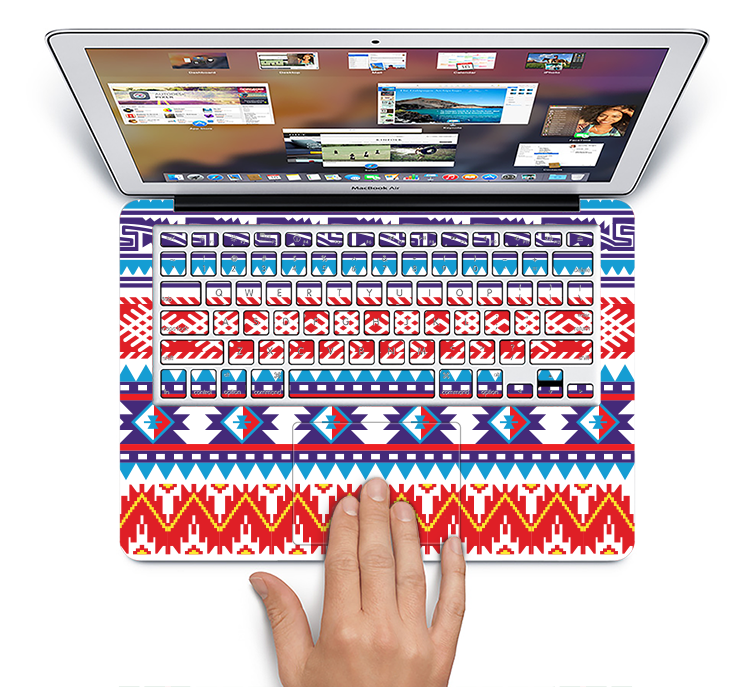 The Vector White-Blue-Red Aztec Pattern Skin Set for the Apple MacBook Pro 15" with Retina Display