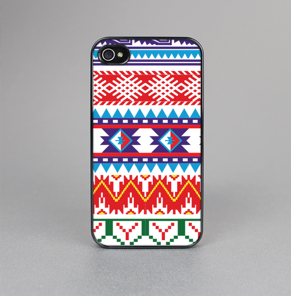 The Vector White-Blue-Red Aztec Pattern Skin-Sert for the Apple iPhone 4-4s Skin-Sert Case