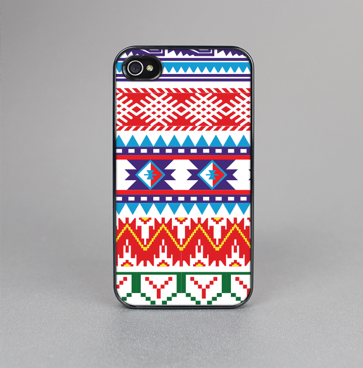 The Vector White-Blue-Red Aztec Pattern Skin-Sert for the Apple iPhone 4-4s Skin-Sert Case