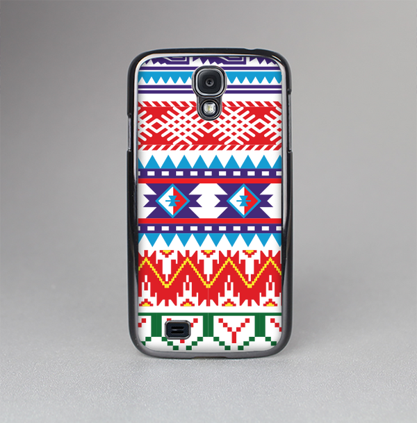 The Vector White-Blue-Red Aztec Pattern Skin-Sert Case for the Samsung Galaxy S4