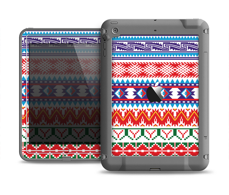 The Vector White-Blue-Red Aztec Pattern Apple iPad Air LifeProof Fre Case Skin Set