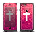 The Vector White Cross over Unfocused Pink Glimmer Apple iPhone 6/6s LifeProof Fre Case Skin Set