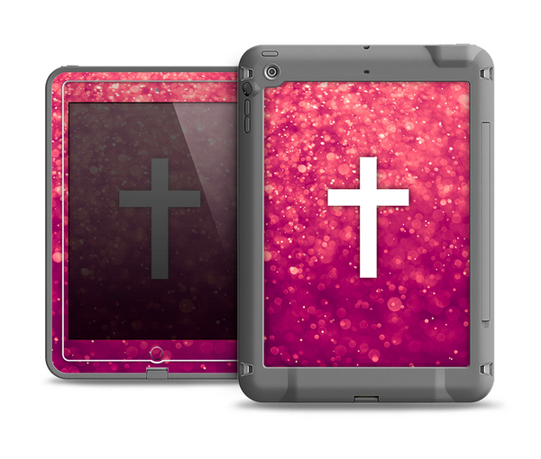 The Vector White Cross over Unfocused Pink Glimmer Apple iPad Air LifeProof Fre Case Skin Set