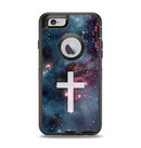 The Vector White Cross v2 over Bright Pink Nebula Space Apple iPhone 6 Otterbox Defender Case Skin Set