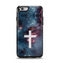 The Vector White Cross v2 over Bright Pink Nebula Space Apple iPhone 6 Otterbox Symmetry Case Skin Set