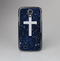 The Vector White Cross v2 over Bright Starry Sky Skin-Sert Case for the Samsung Galaxy S4