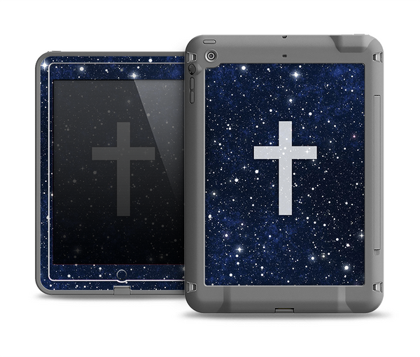 The Vector White Cross v2 over Bright Starry Sky Apple iPad Air LifeProof Fre Case Skin Set