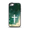 The Vector White Cross v2 over Cloudy Abstract Green Nebula Apple iPhone 5-5s Otterbox Symmetry Case Skin Set
