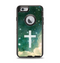 The Vector White Cross v2 over Cloudy Abstract Green Nebula Apple iPhone 6 Otterbox Defender Case Skin Set