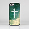 The Vector White Cross v2 over Cloudy Abstract Green Nebula Skin-Sert for the Apple iPhone 5-5s Skin-Sert Case