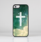 The Vector White Cross v2 over Cloudy Abstract Green Nebula Skin-Sert for the Apple iPhone 5c Skin-Sert Case